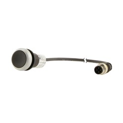 Drukknop, RMQ Compact, zwart, vlak, vast, 0no/1nc, M12A-male, kabel zw